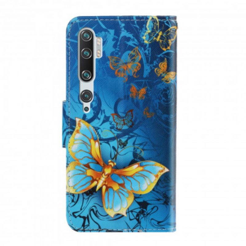 Flip Case Für Xiaomi Mi Note 10 / 10 Pro Mit Kordel Variationen Von Schmetterlingsriemen