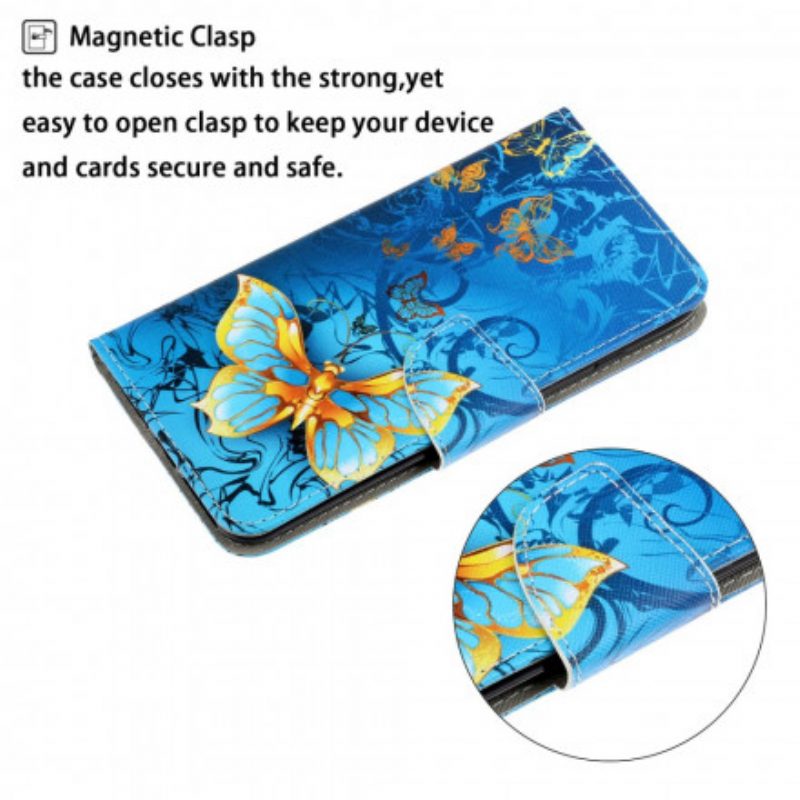 Flip Case Für Xiaomi Mi Note 10 / 10 Pro Mit Kordel Variationen Von Schmetterlingsriemen