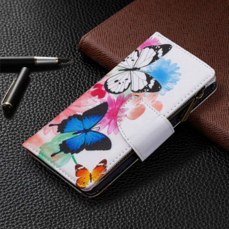 Flip Case Für Xiaomi Mi Note 10 / 10 Pro Reißverschlusstasche Mit Schmetterlingen
