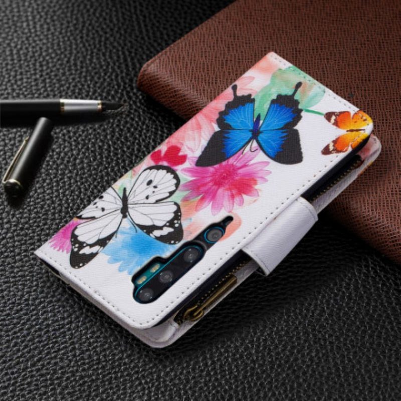 Flip Case Für Xiaomi Mi Note 10 / 10 Pro Reißverschlusstasche Mit Schmetterlingen