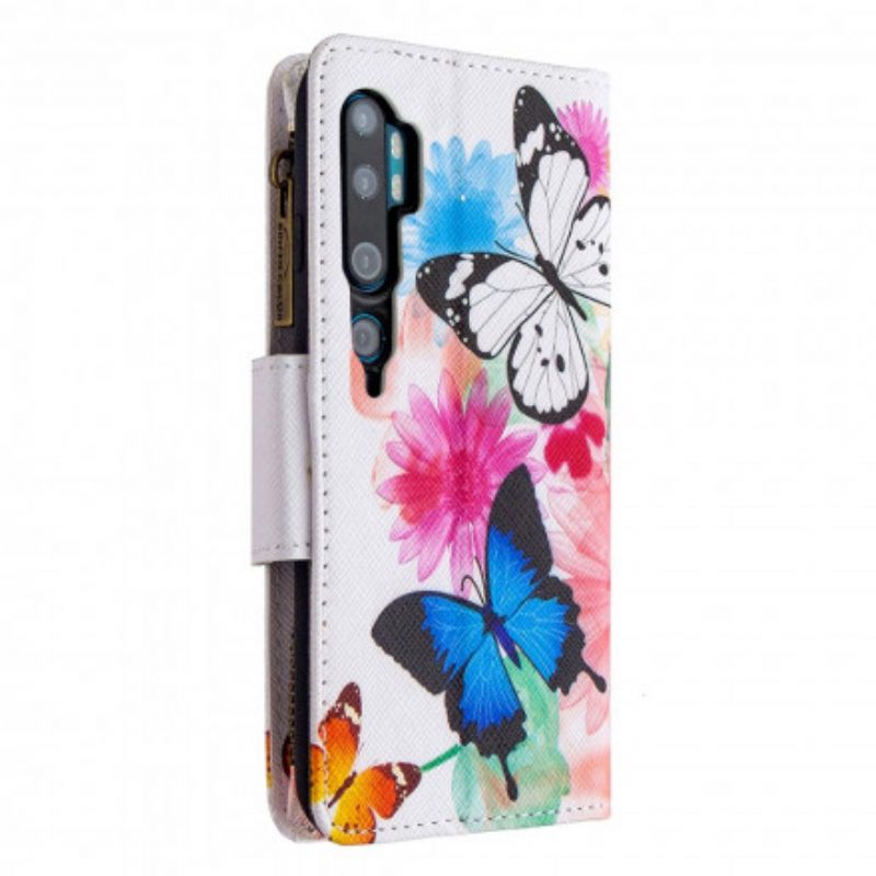 Flip Case Für Xiaomi Mi Note 10 / 10 Pro Reißverschlusstasche Mit Schmetterlingen