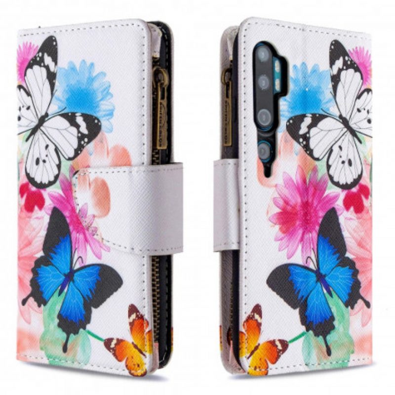 Flip Case Für Xiaomi Mi Note 10 / 10 Pro Reißverschlusstasche Mit Schmetterlingen