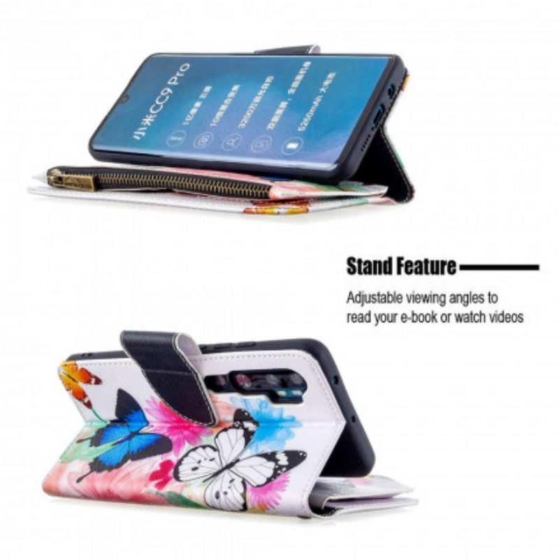 Flip Case Für Xiaomi Mi Note 10 / 10 Pro Reißverschlusstasche Mit Schmetterlingen