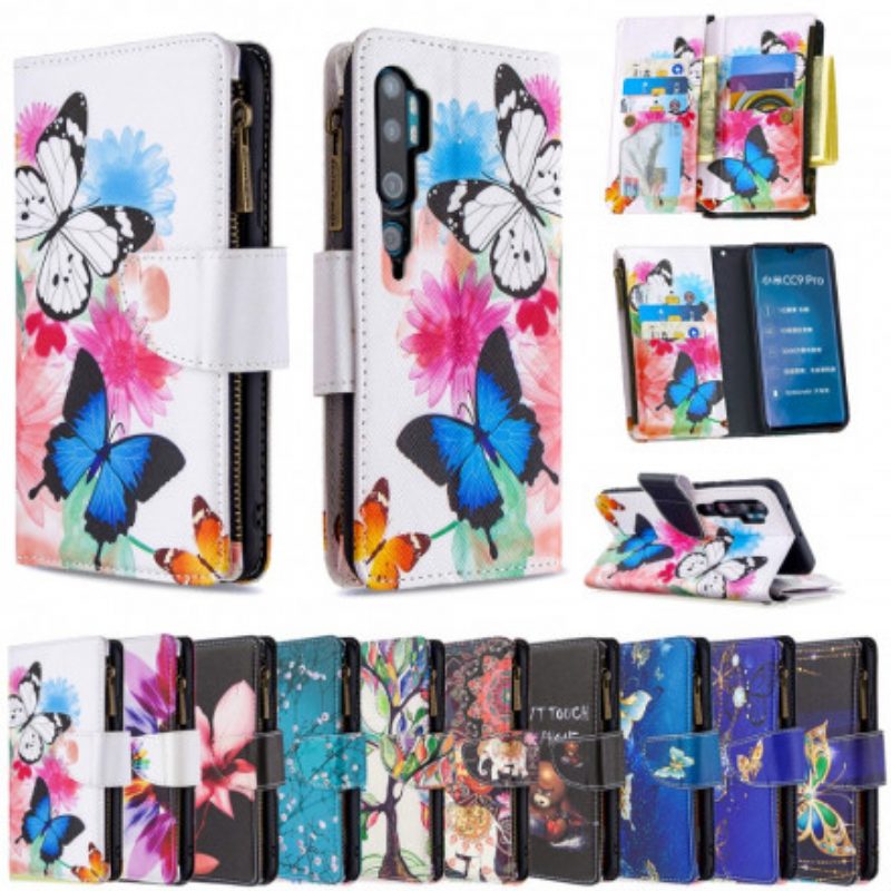 Flip Case Für Xiaomi Mi Note 10 / 10 Pro Reißverschlusstasche Mit Schmetterlingen