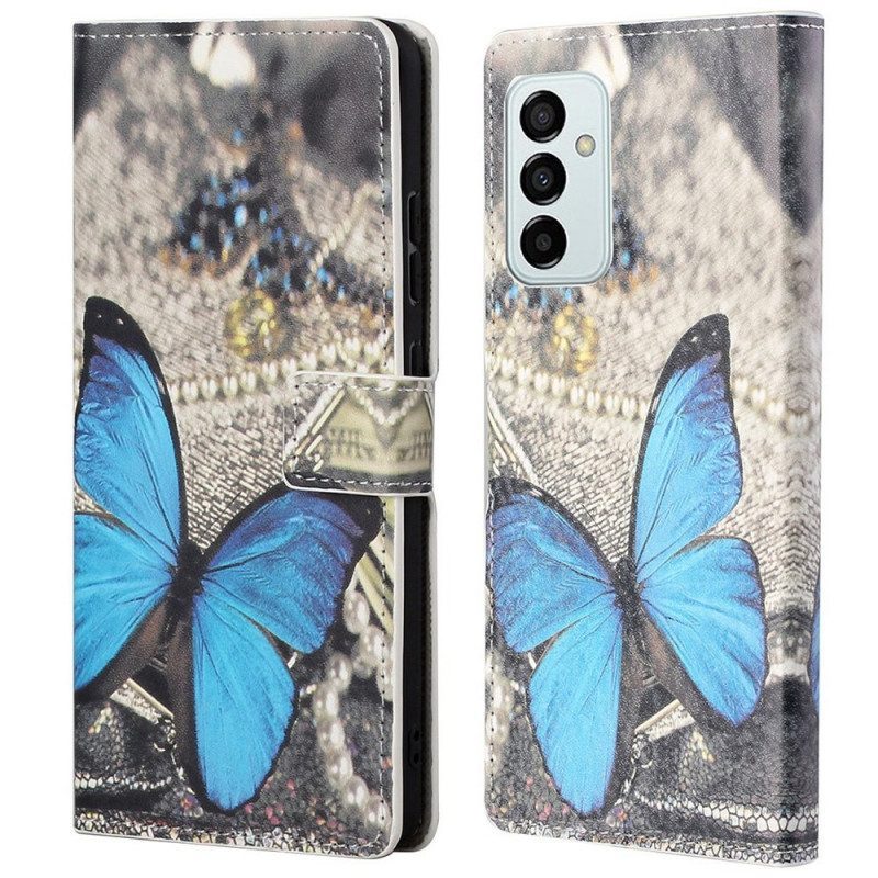 Flip Case Für Samsung Galaxy M23 5G Blauer Schmetterling