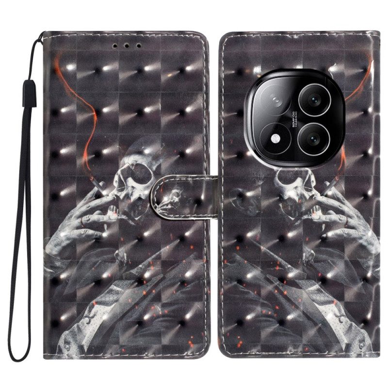 Lederhüllen Für Xiaomi Redmi Note 14 Pro Plus 5g 3d-rauchendes Skelett