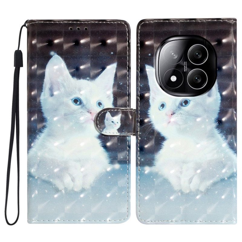 Lederhüllen Für Xiaomi Redmi Note 14 Pro Plus 5g 3d-weiße Katze