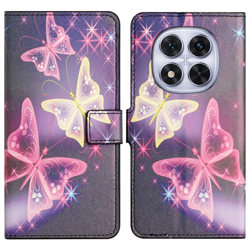 Lederhüllen Xiaomi Redmi Note 14 Pro Plus 5g Funkelnde Schmetterlinge