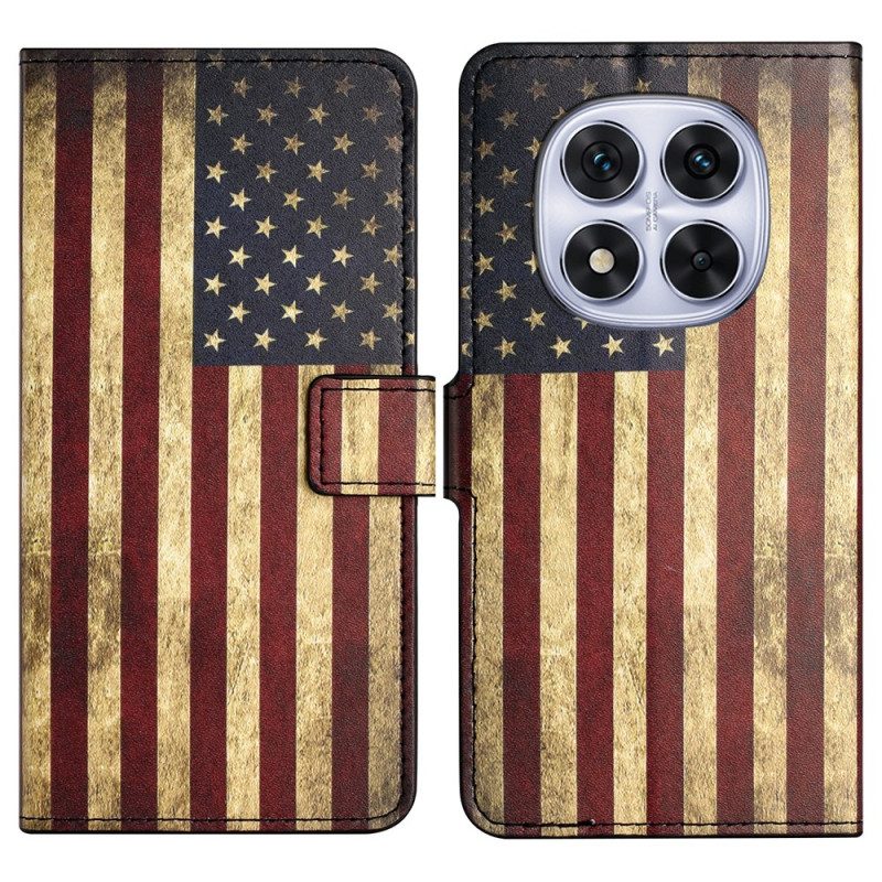 Lederhüllen Xiaomi Redmi Note 14 Pro Plus 5g Handyhülle Amerikanische Flagge (vintage)
