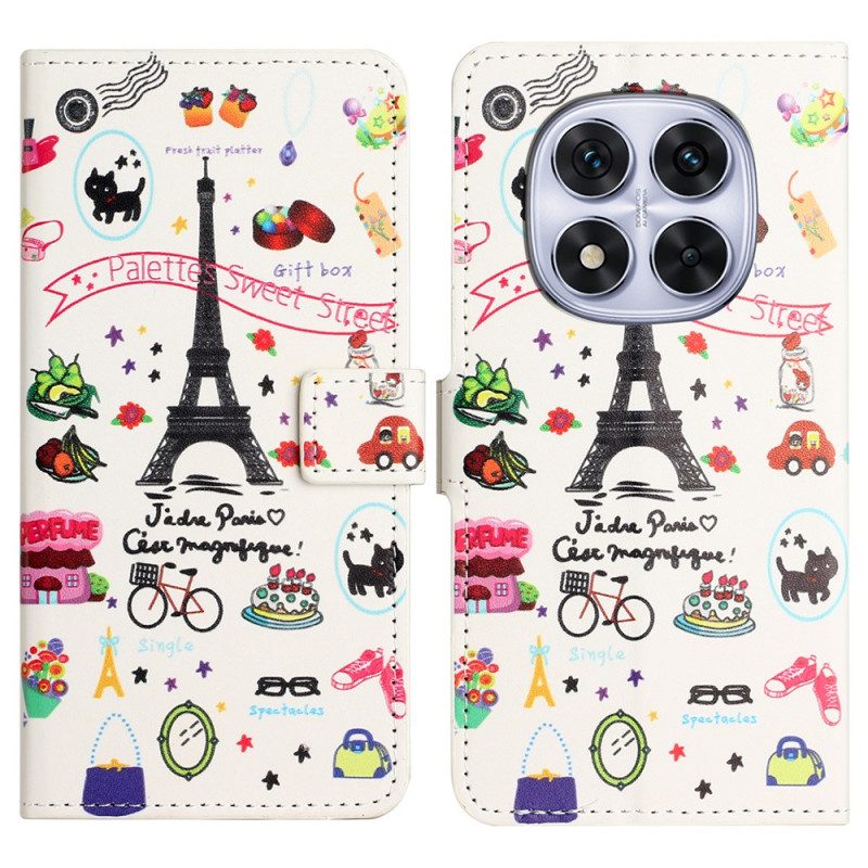 Lederhüllen Xiaomi Redmi Note 14 Pro Plus 5g Handyhülle Eiffelturm