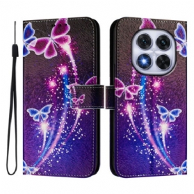 Lederhüllen Xiaomi Redmi Note 14 Pro Plus 5g Handyhülle Festliches Schmetterlingsmuster