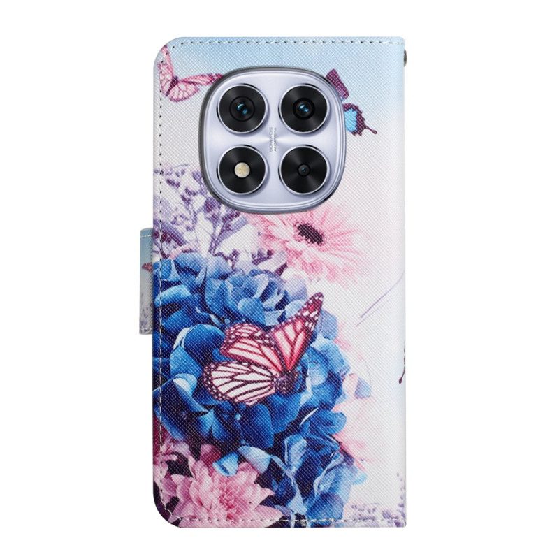 Lederhüllen Xiaomi Redmi Note 14 Pro Plus 5g Handyhülle Lila Schmetterlinge