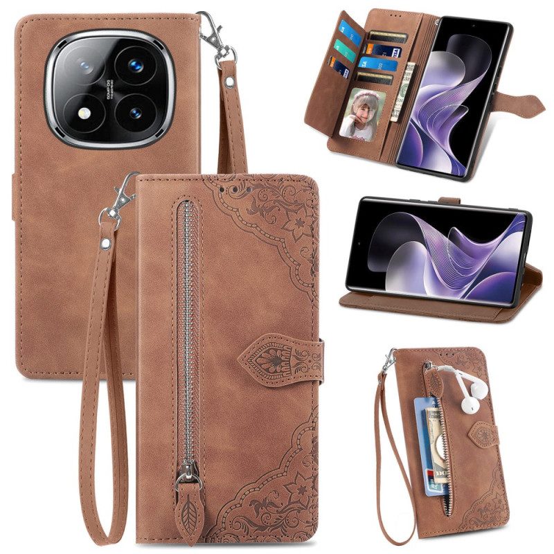 Lederhüllen Xiaomi Redmi Note 14 Pro Plus 5g Handyhülle Spitze Mit Reißverschlusstasche