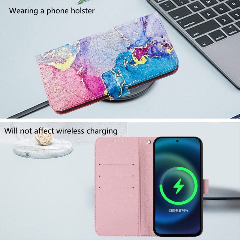 Lederhüllen Xiaomi Redmi Note 14 Pro Plus 5g Mehrfarbiges Marmormuster