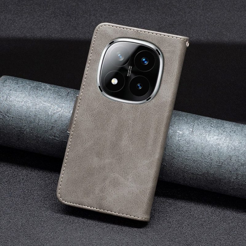 Lederhüllen Xiaomi Redmi Note 14 Pro Plus 5g Schräger Riemenverschluss