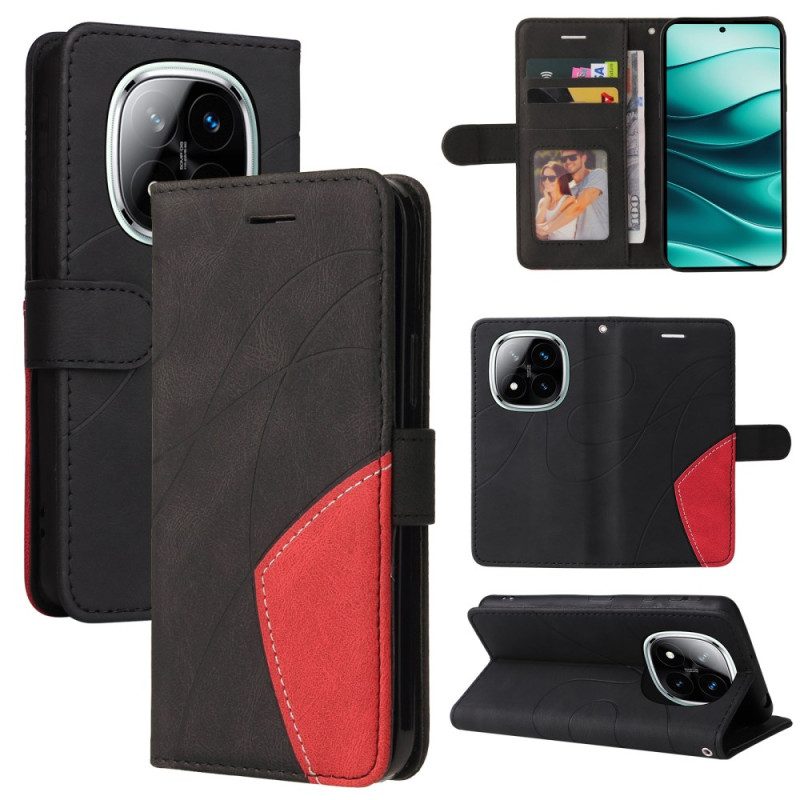 Lederhüllen Xiaomi Redmi Note 14 Pro Plus 5g Zweifarbige Wellenlinien