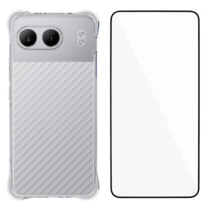 Hülle Oneplus Nord 4 Handyhülle Verstärkte Transparente Hülle Mit Displayschutzfolie Aus Gehärtetem Glas