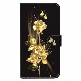 Lederhüllen Für Oneplus Nord 4 Goldene Und Rosa Schmetterlinge