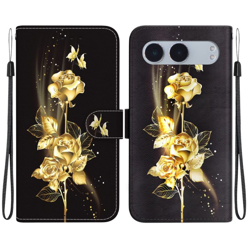 Lederhüllen Für Oneplus Nord 4 Goldene Und Rosa Schmetterlinge
