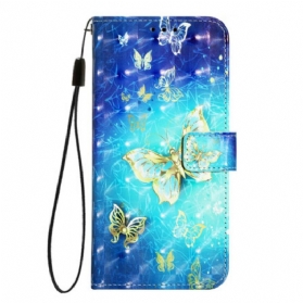 Lederhüllen Oneplus Nord 4 Handyhülle Goldene Schmetterlinge