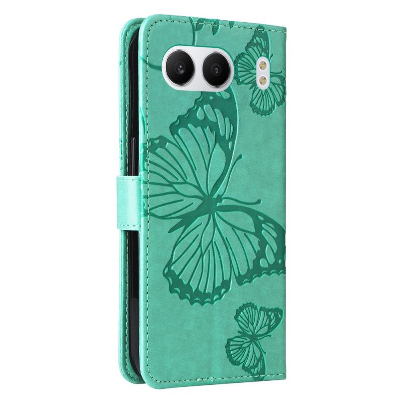 Lederhüllen Oneplus Nord 4 Riesiger Schmetterlingsriemen