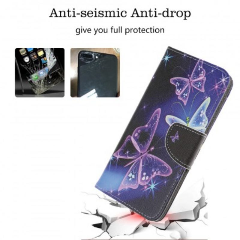 Lederhüllen Für Samsung Galaxy A70 Schmetterlinge Und Blumen