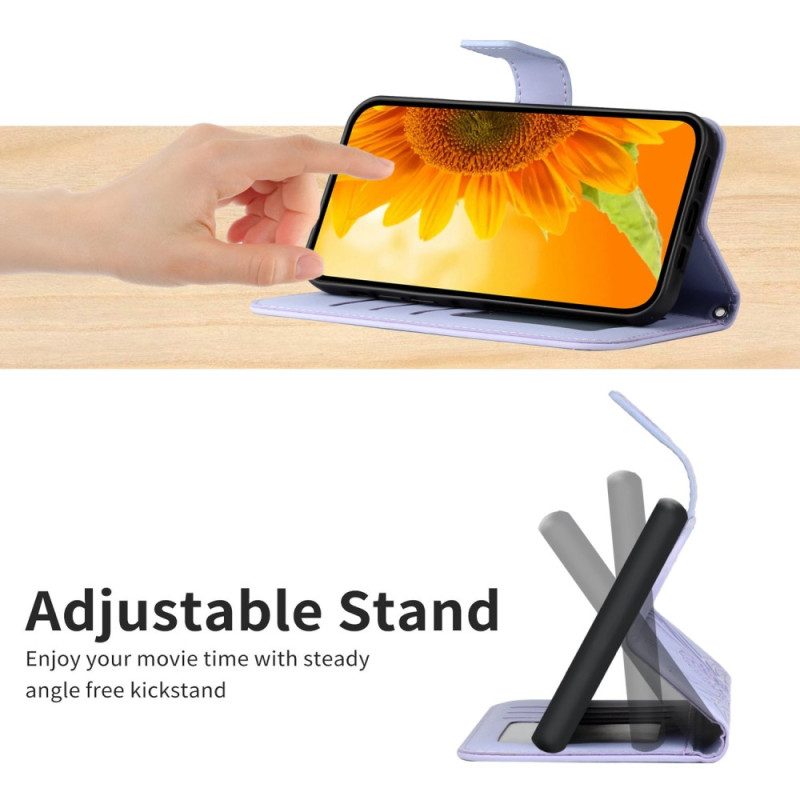 Lederhüllen Für Xiaomi 12T / 12T Pro Sonnenblume Und Schultergurt