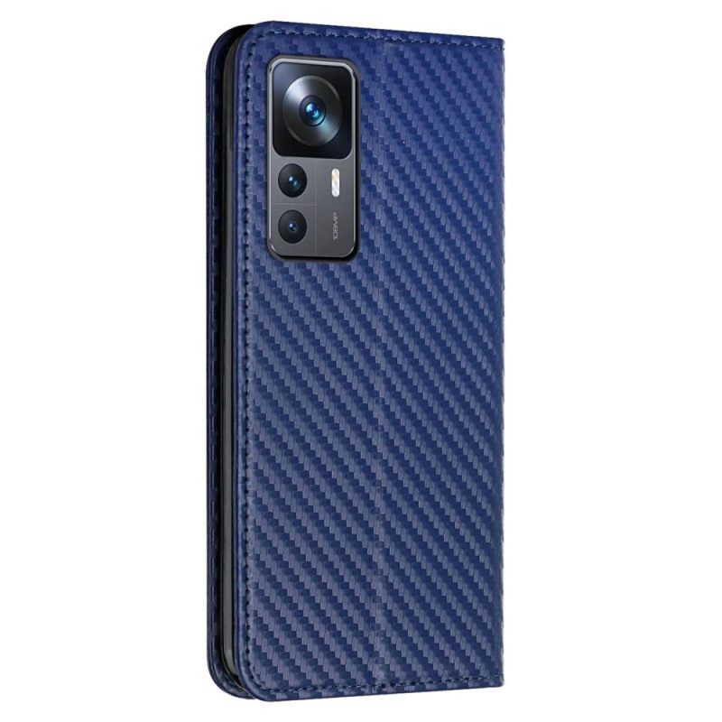 Schutzhülle Für Xiaomi 12T / 12T Pro Flip Case Kohlefaser Mit Lanyard