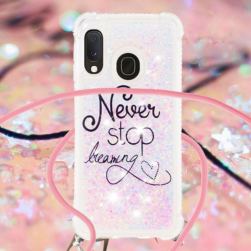 Hülle Für Samsung Galaxy A20e Mit Kordel Never Stop Glitzer-kordelzug