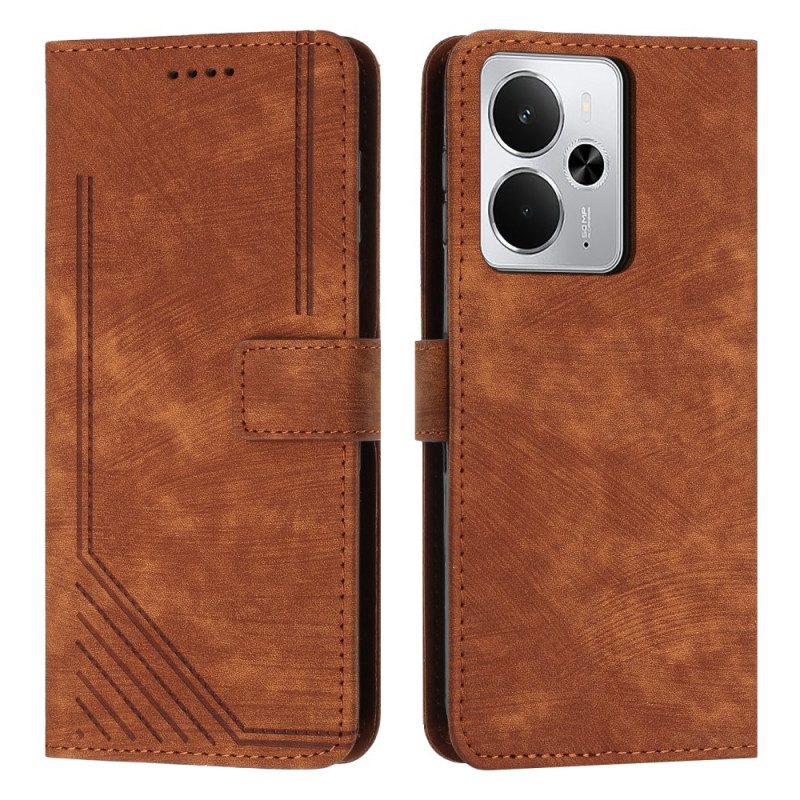 Lederhüllen Realme 14t 5g Handyhülle Linien