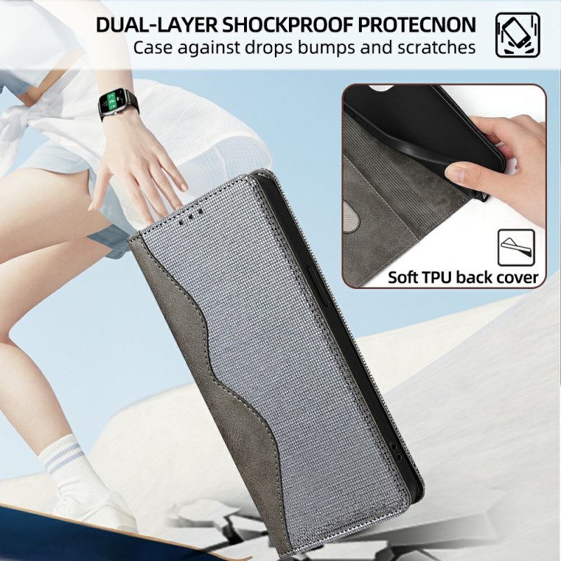 Flip Case Xiaomi Redmi Note 14 5g Rfid-schutz Wellendesign