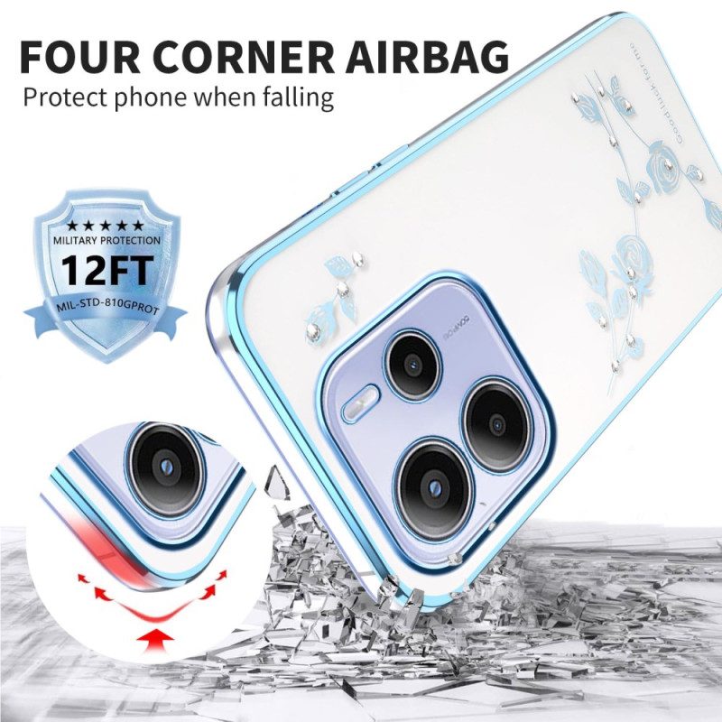 Hülle Für Xiaomi Redmi Note 14 5g Kadem Blumen Und Strasssteine