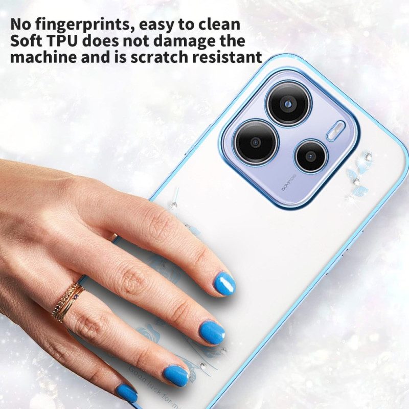 Hülle Für Xiaomi Redmi Note 14 5g Kadem Blumen Und Strasssteine