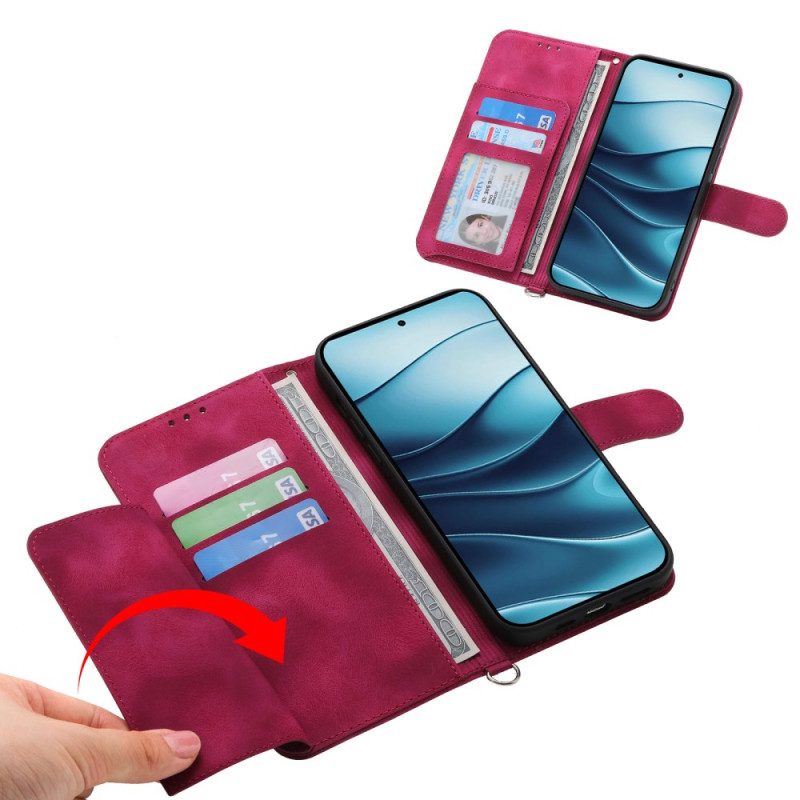 Lederhüllen Für Xiaomi Redmi Note 14 5g Geldbörse Mit Spitzenmuster Riemen Und Schulterriemen