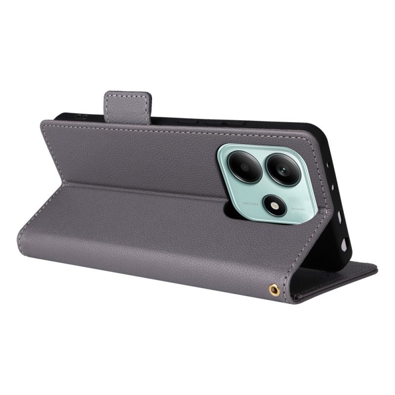 Lederhüllen Für Xiaomi Redmi Note 14 5g Litschi-textur Mit Riemen