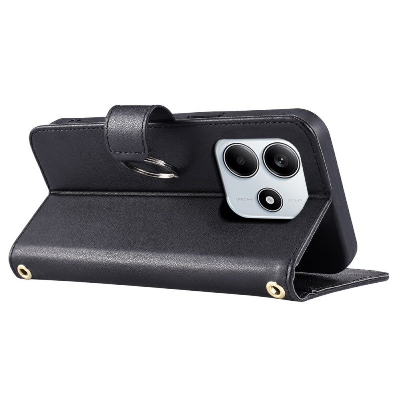 Lederhüllen Xiaomi Redmi Note 14 5g Gesteppt Mit Trageriemen Und Schultergurt