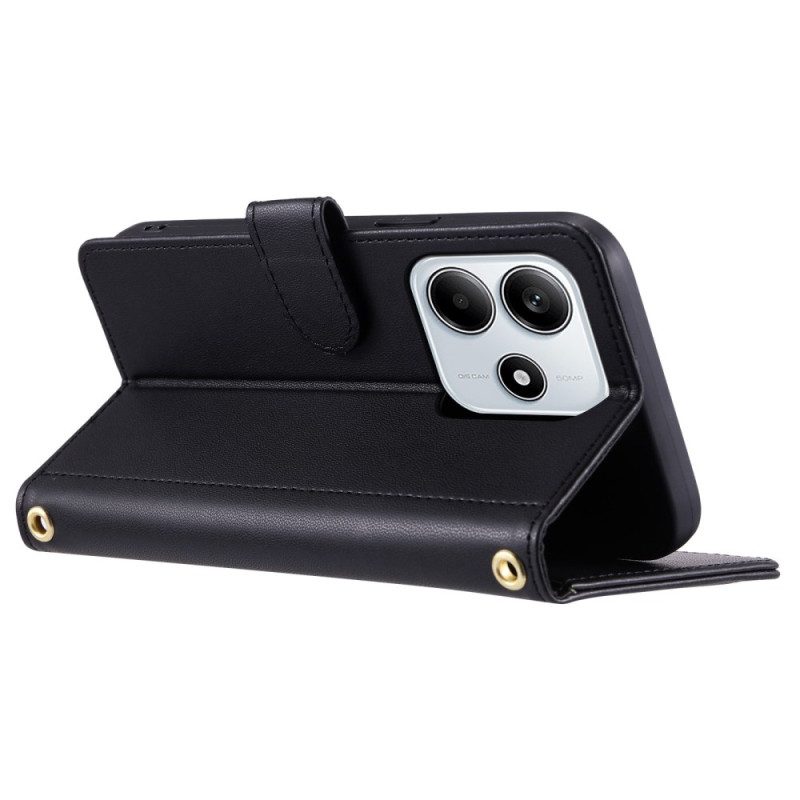 Lederhüllen Xiaomi Redmi Note 14 5g Handyhülle Gesteppt Mit Schulterriemen Und Riemen