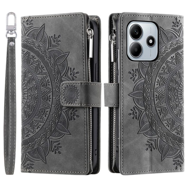 Lederhüllen Xiaomi Redmi Note 14 5g Handyhülle Mandala Sun-wildlederoptik