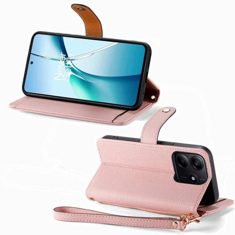 Lederhüllen Xiaomi Redmi Note 14 5g Rfid Mit Geldbörse Und Rfid-reißverschlusstasche