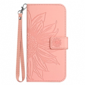 Lederhüllen Xiaomi Redmi Note 14 5g Sonnenblumendruck Mit Riemen