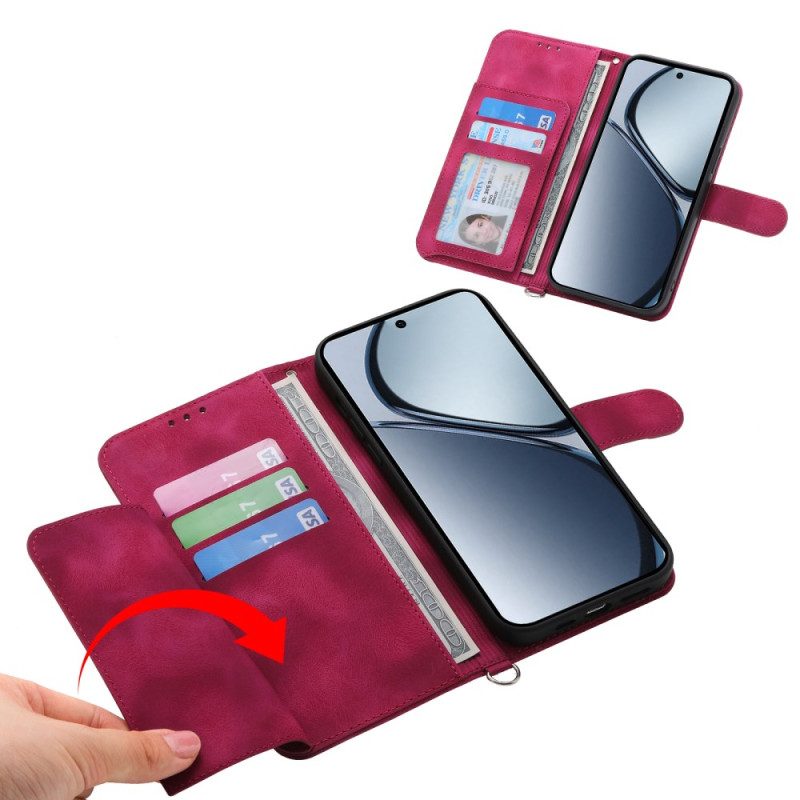 Lederhüllen Für Oppo Reno 13f 4g / 5g / 13 Fs 5g Wildleder-spitzenoptik Mit Riemen Und Schulterriemen