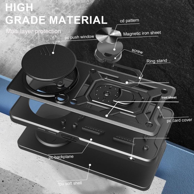 Hülle Für Vivo X200 Pro Schiebebare Kameraabdeckung Und Integrierter Ständer