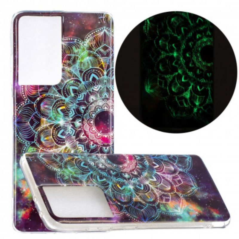 Handyhülle Für Samsung Galaxy S21 Ultra 5G Fluoreszierende Blumenserie