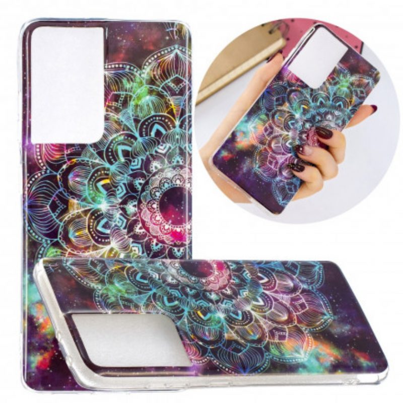 Handyhülle Für Samsung Galaxy S21 Ultra 5G Fluoreszierende Blumenserie