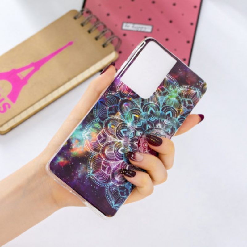 Handyhülle Für Samsung Galaxy S21 Ultra 5G Fluoreszierende Blumenserie