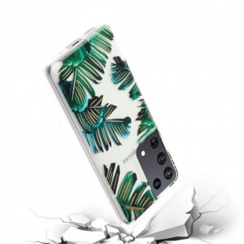 Handyhülle Für Samsung Galaxy S21 Ultra 5G Nahtlose Grüne Blätter