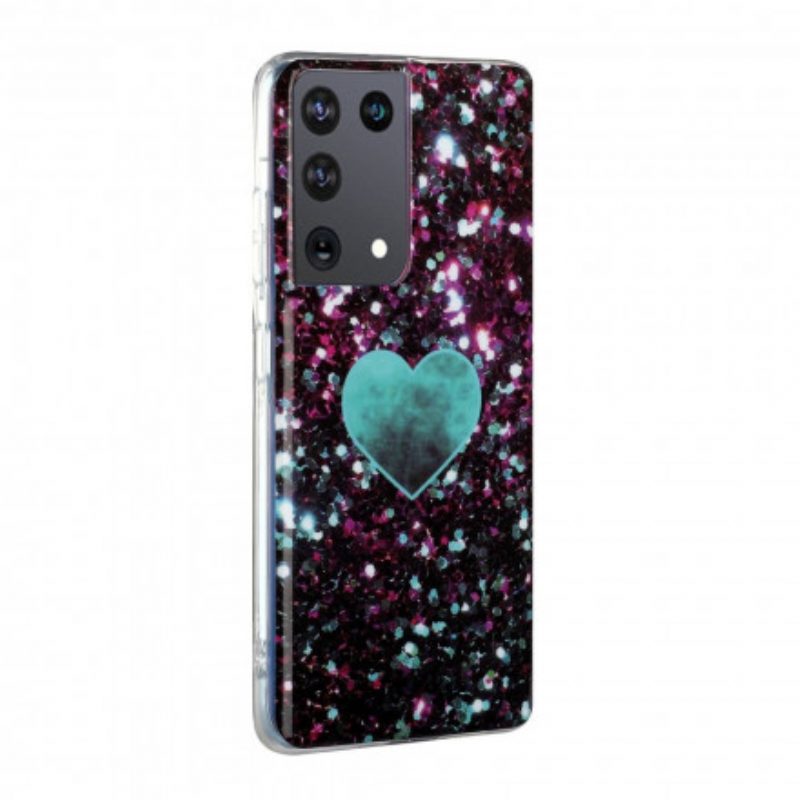 Hülle Für Samsung Galaxy S21 Ultra 5G Glitzerndes Marmorherz