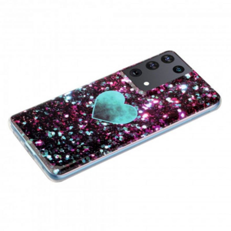 Hülle Für Samsung Galaxy S21 Ultra 5G Glitzerndes Marmorherz