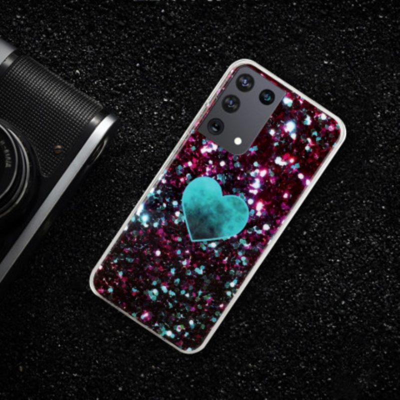 Hülle Für Samsung Galaxy S21 Ultra 5G Glitzerndes Marmorherz