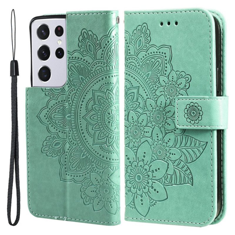 Lederhüllen Für Samsung Galaxy S21 Ultra 5G Blumen-mandala